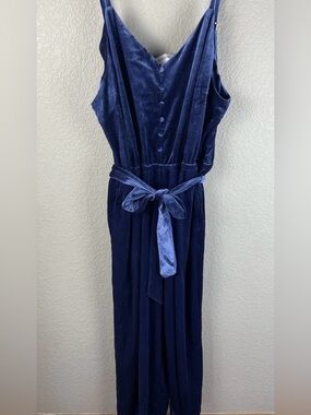 Popsugar Size Blue Velvet Wide Leg Spaghetti Strap Jumpsuit Size S